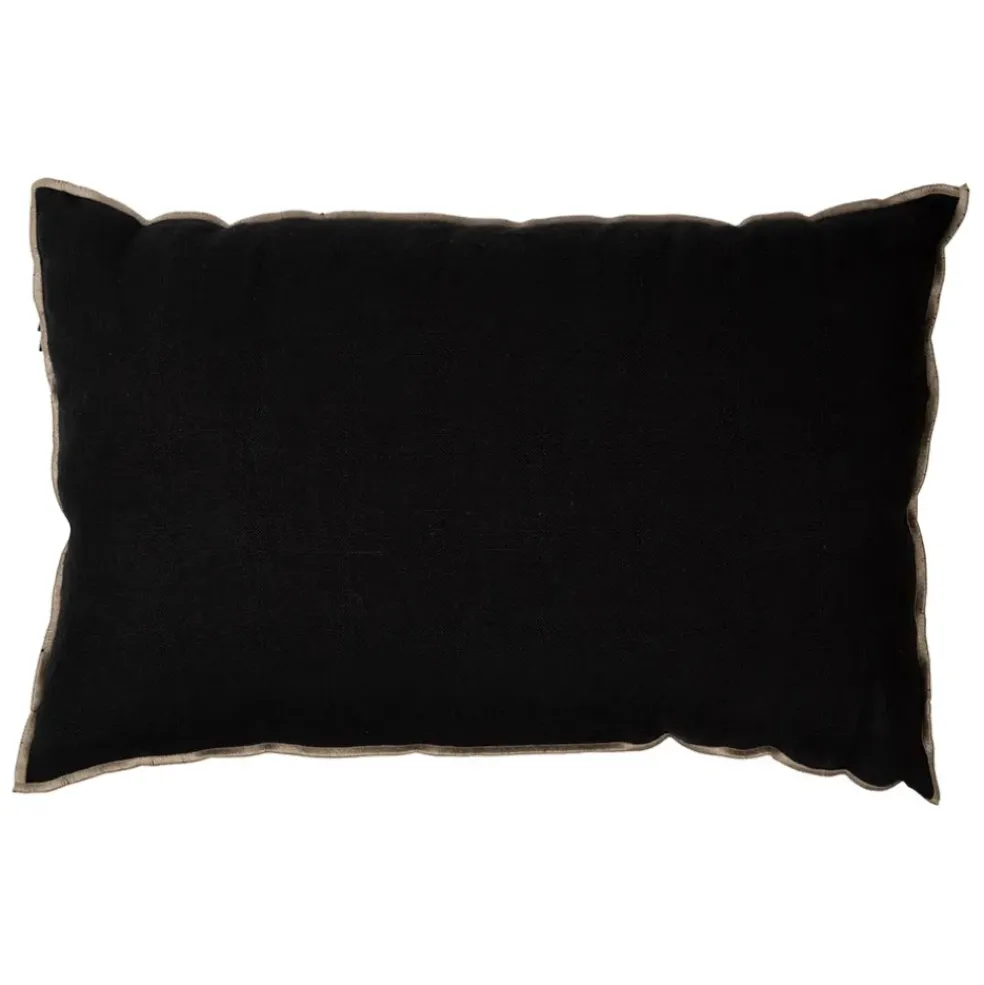 Coussin chennai noir 40x60cm en lin lave