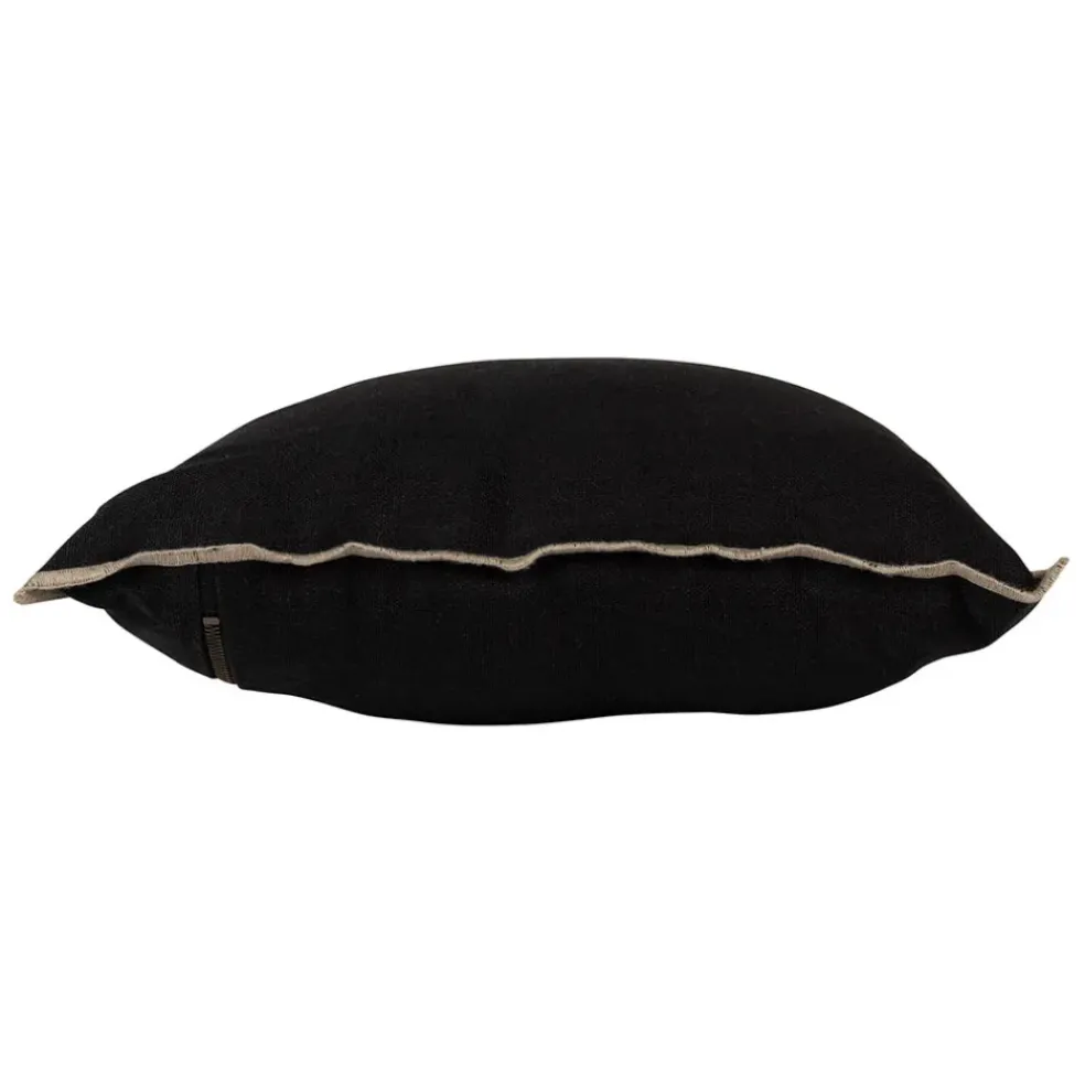 Coussin chennai noir 40x60cm en lin lave