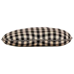 Coussin cœur en coton à carreaux noir 40x35cm - Campagne