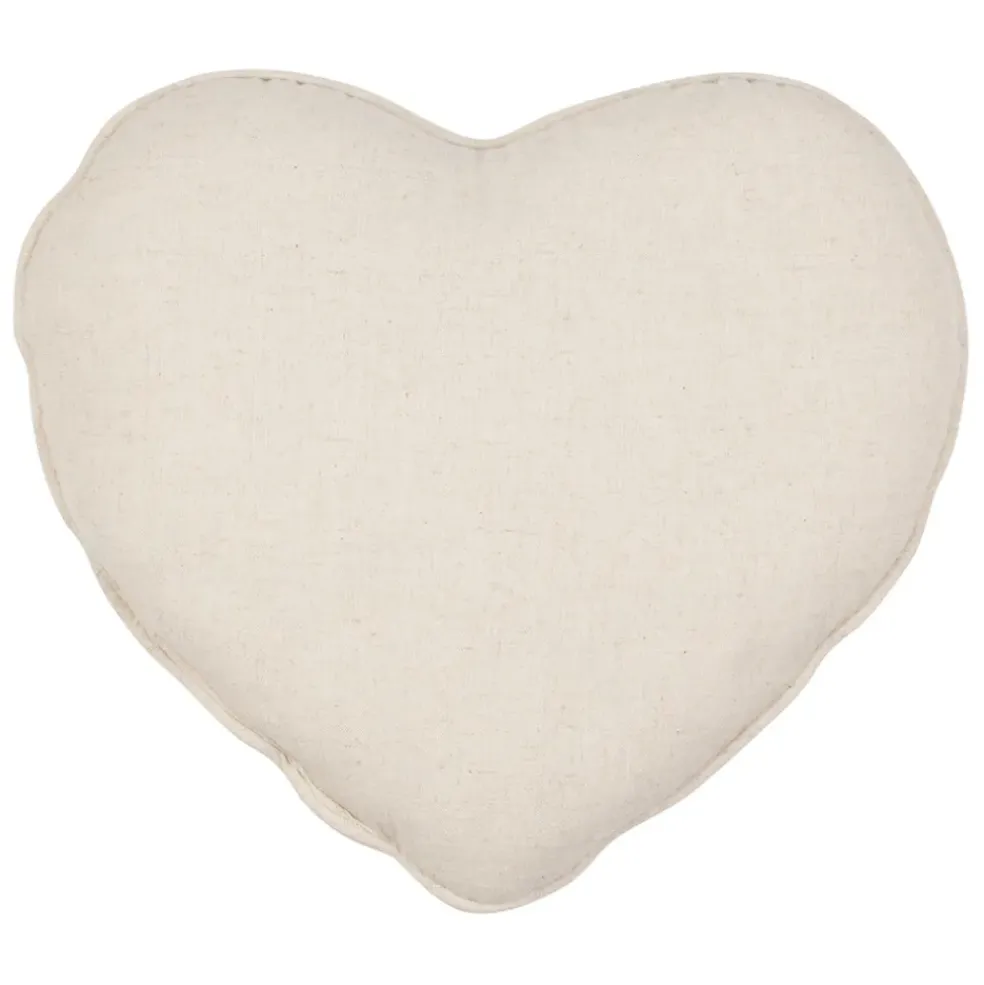 Coussin cœur en coton beige 40x35cm - Lucile