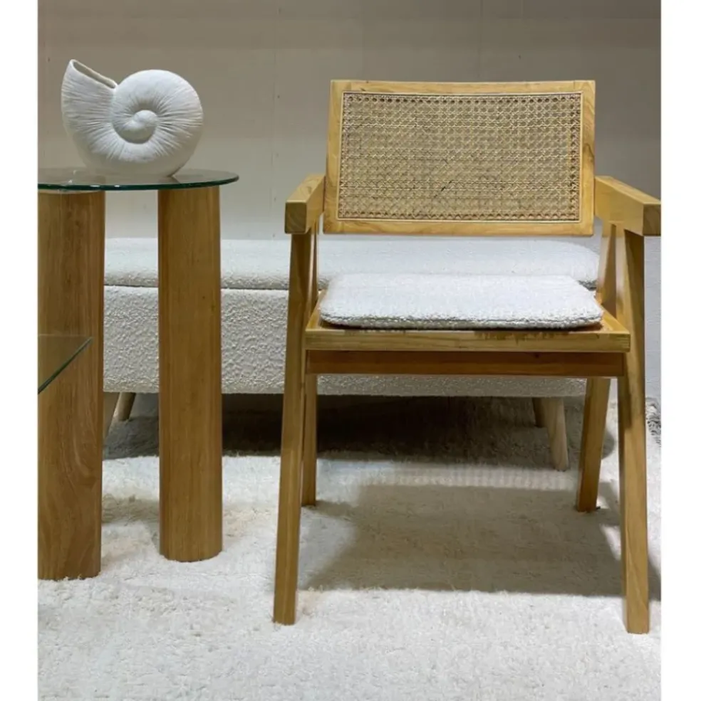 Coussin de chaise carre bouclette ecru 40x40cm
