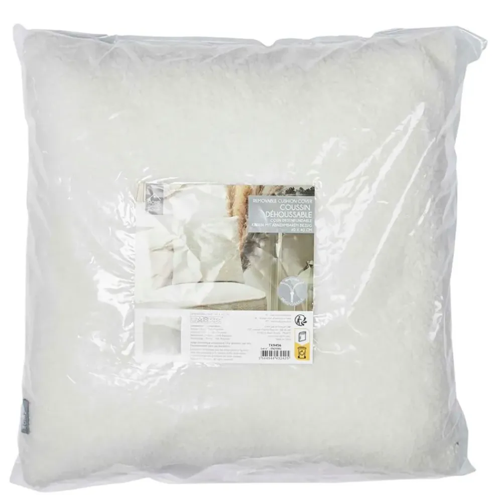 Coussin doudou bouclé crème 40x40cm - décorera