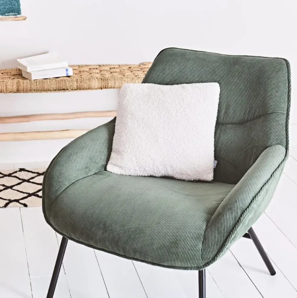 Coussin doudou bouclé crème 40x40cm - décorera
