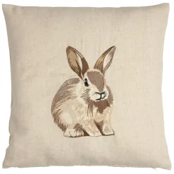 Coussin en coton et lin naturel et brun 45x45cm - A la ferme