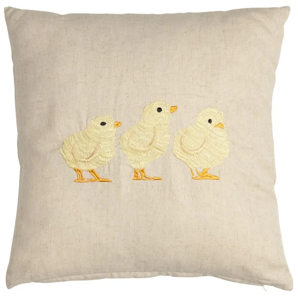 Coussin en coton et lin naturel et jaune pale 45x45cm - A la ferme