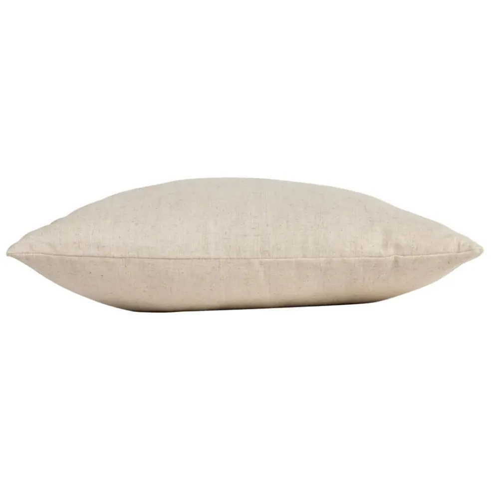 Coussin en coton et lin naturel et jaune pale 45x45cm - A la ferme