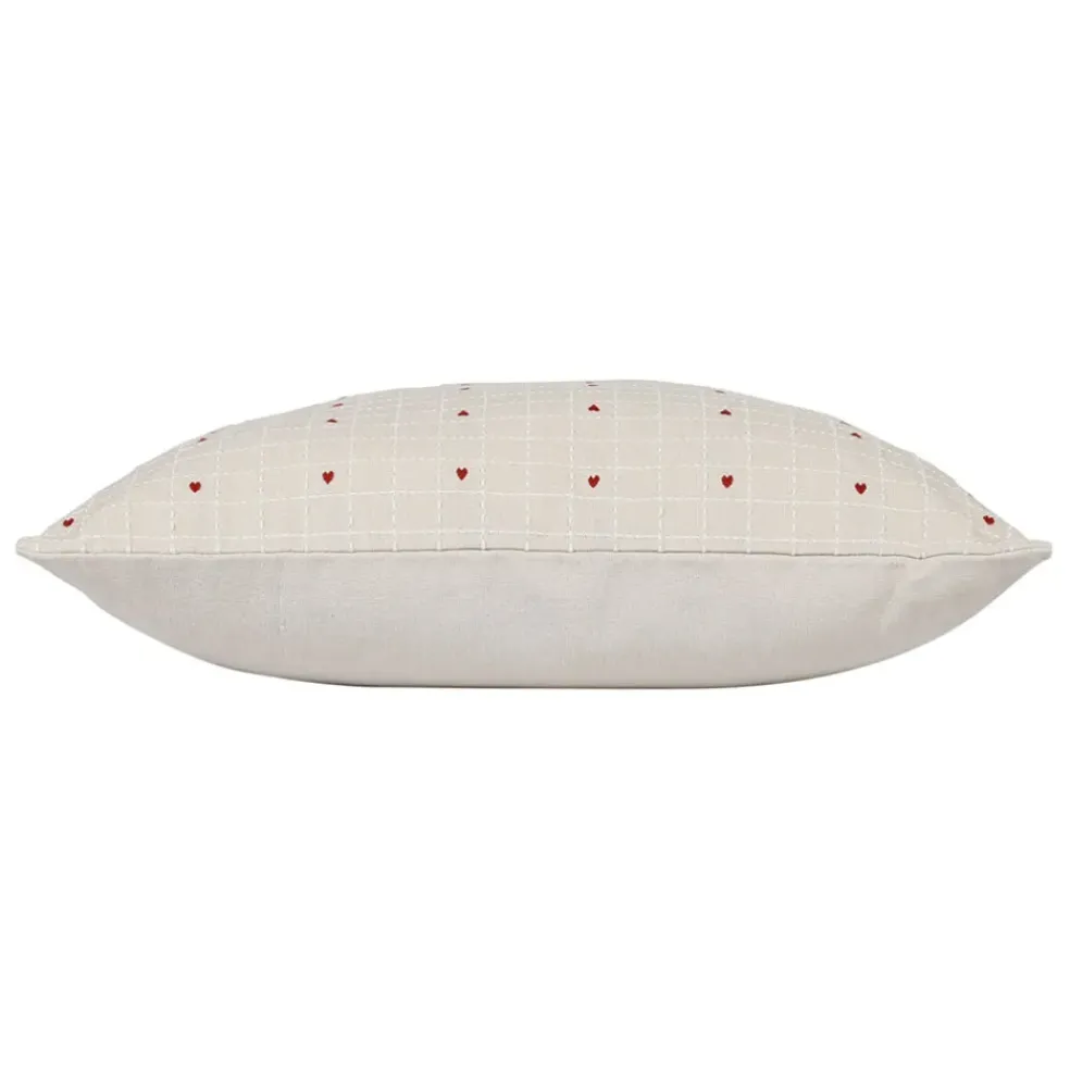 Coussin en coton grège 45x45cm - P'tits Coeurs