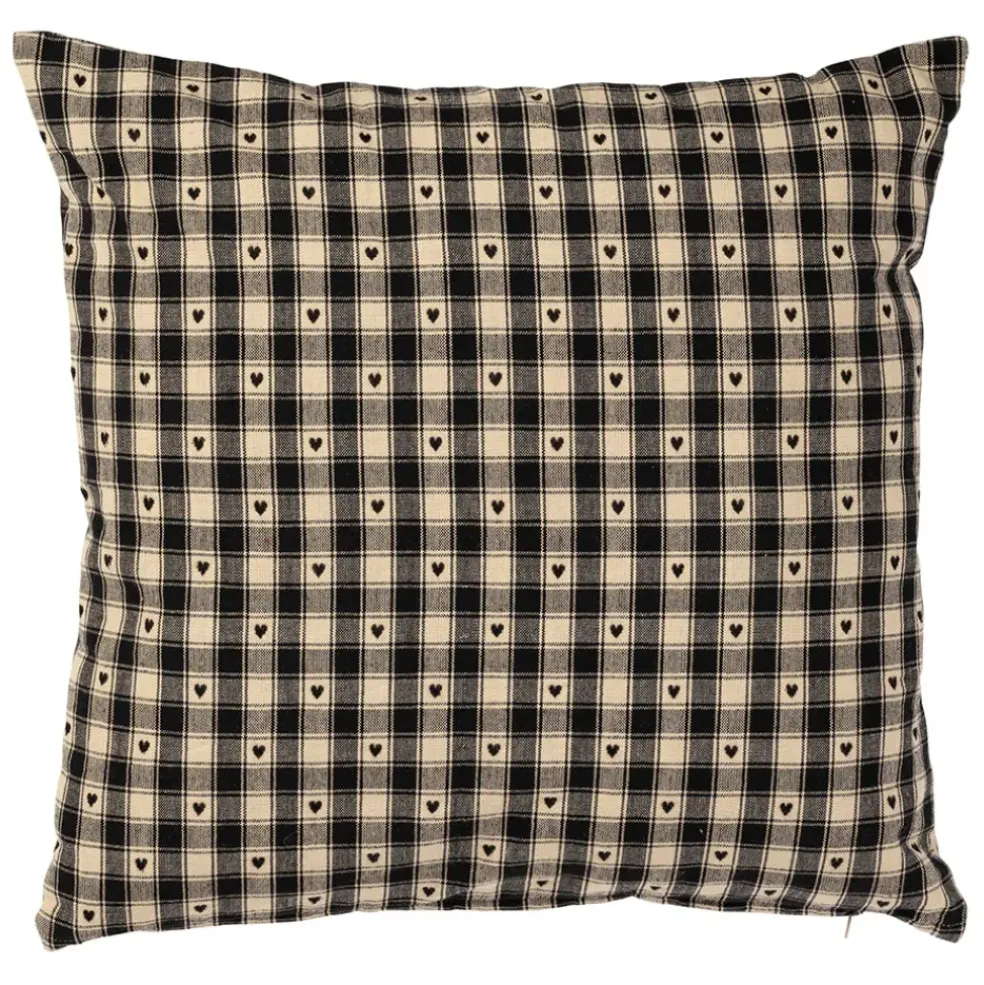 Coussin en coton vichy noir 45x45cm - Campagne