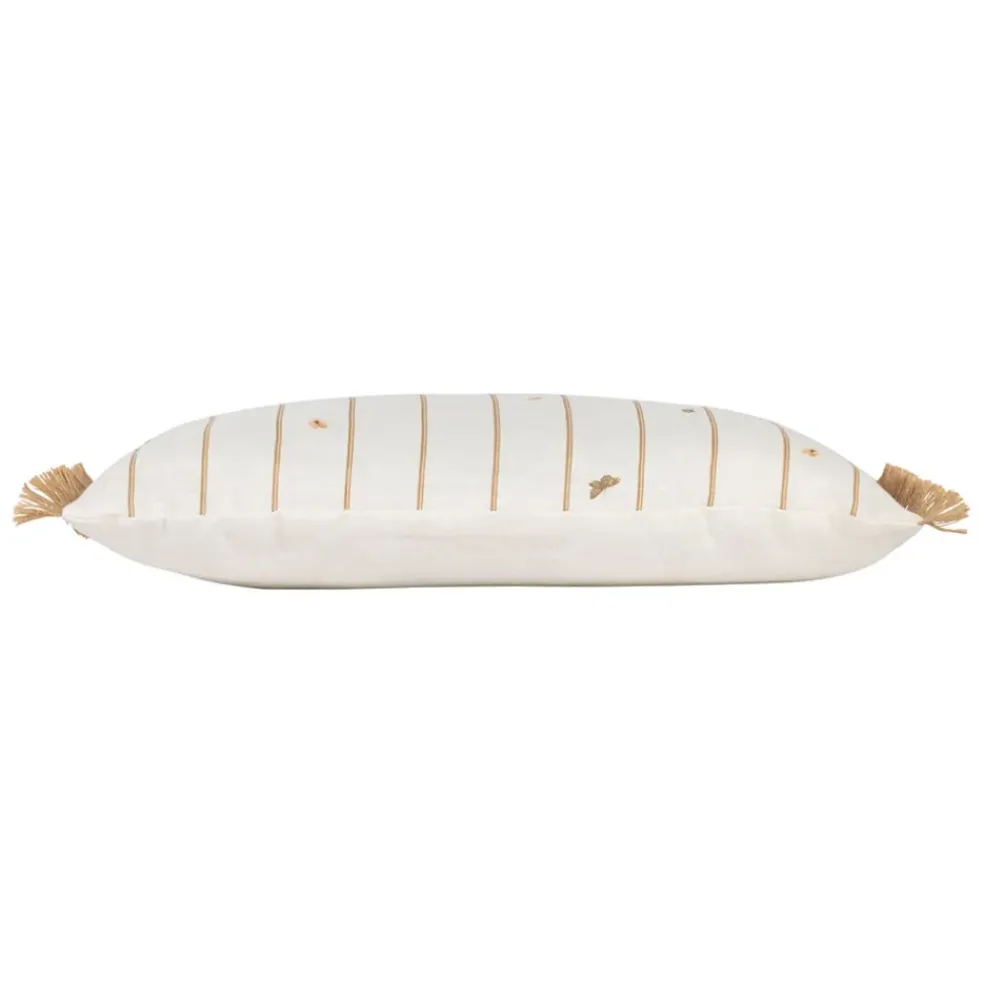 Coussin en lin beige et blanc 30x50cm - Louise