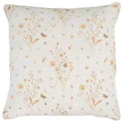 Coussin en lin fleur des champs rose et blanc 45x45cm - Louise