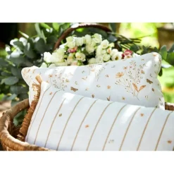 Coussin en lin fleur des champs rose et blanc 45x45cm - Louise