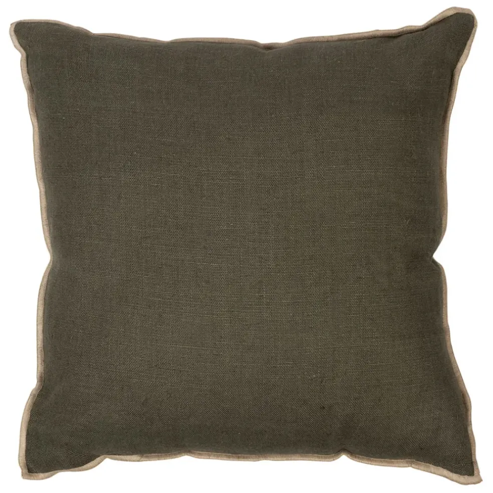 Coussin en lin kaki 45x45cm - Chennai