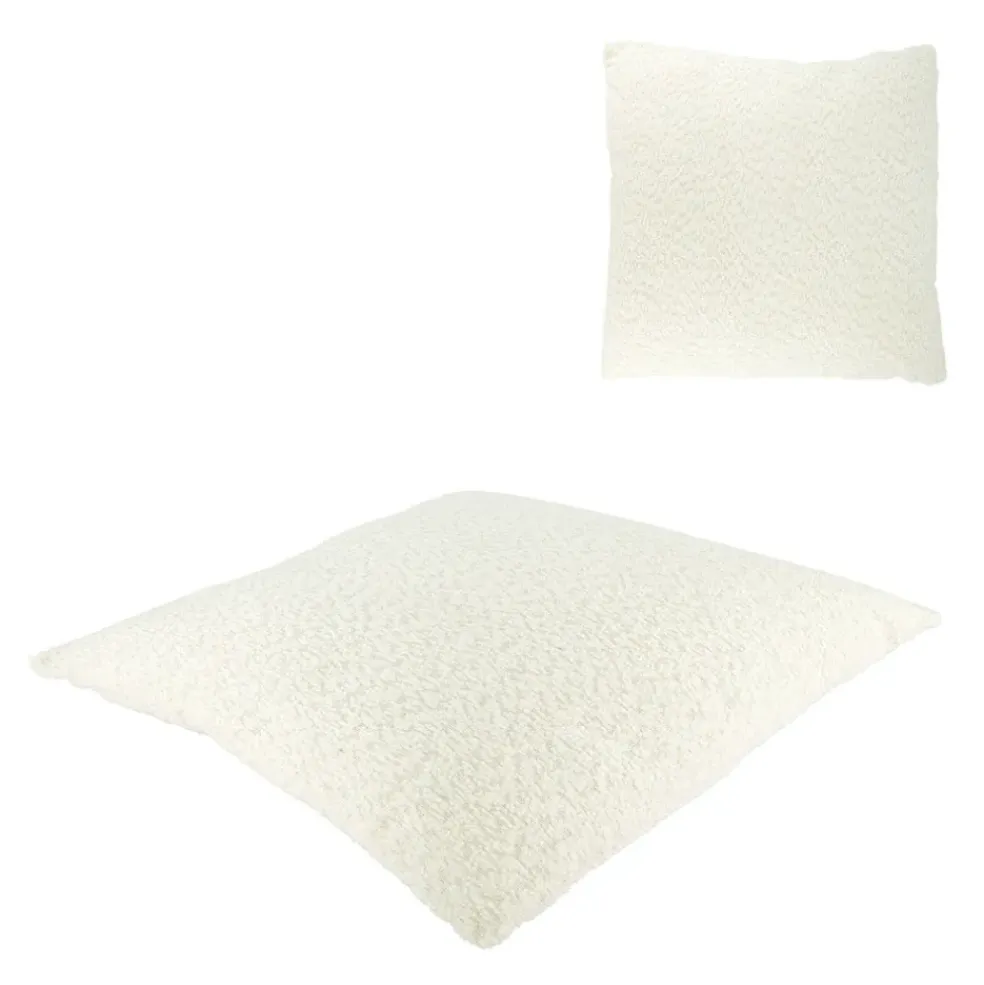 Coussin en tissu bouclette blanc cassé 45x45cm