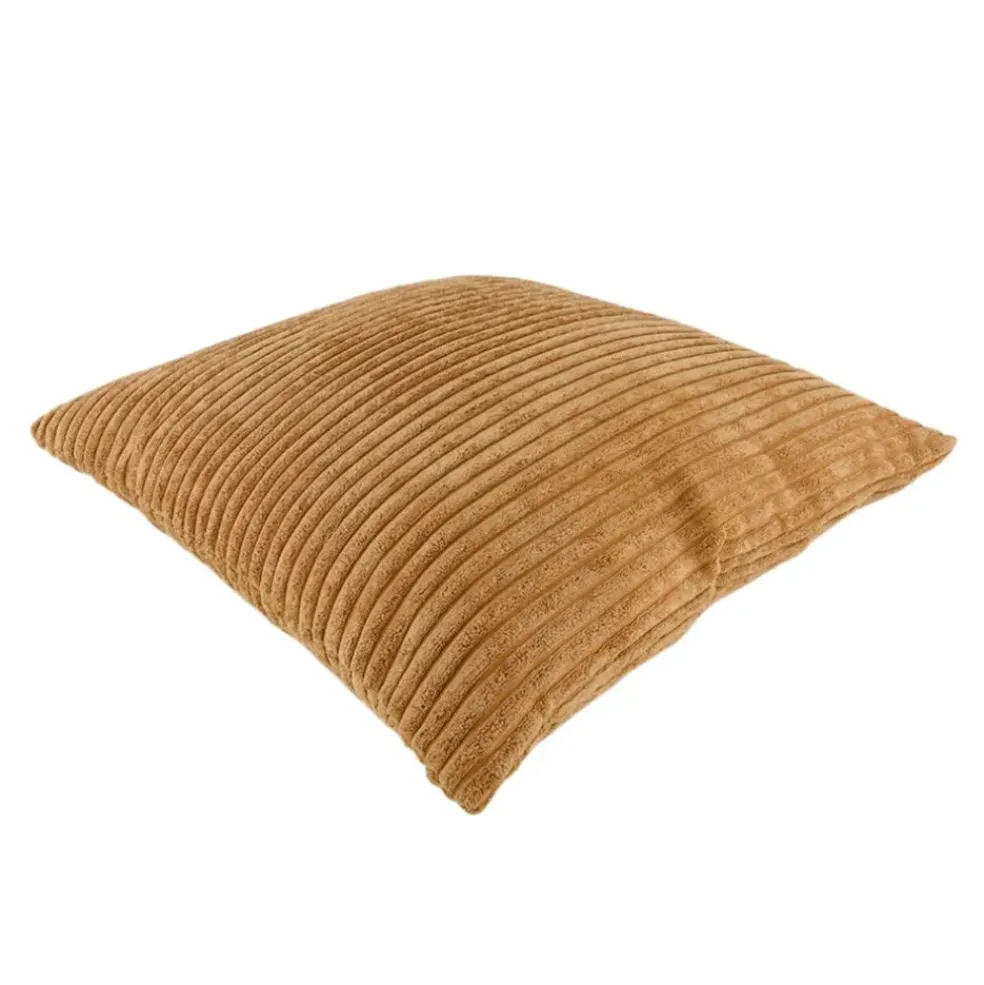 Coussin en tissu cotelet brun 45x45cm
