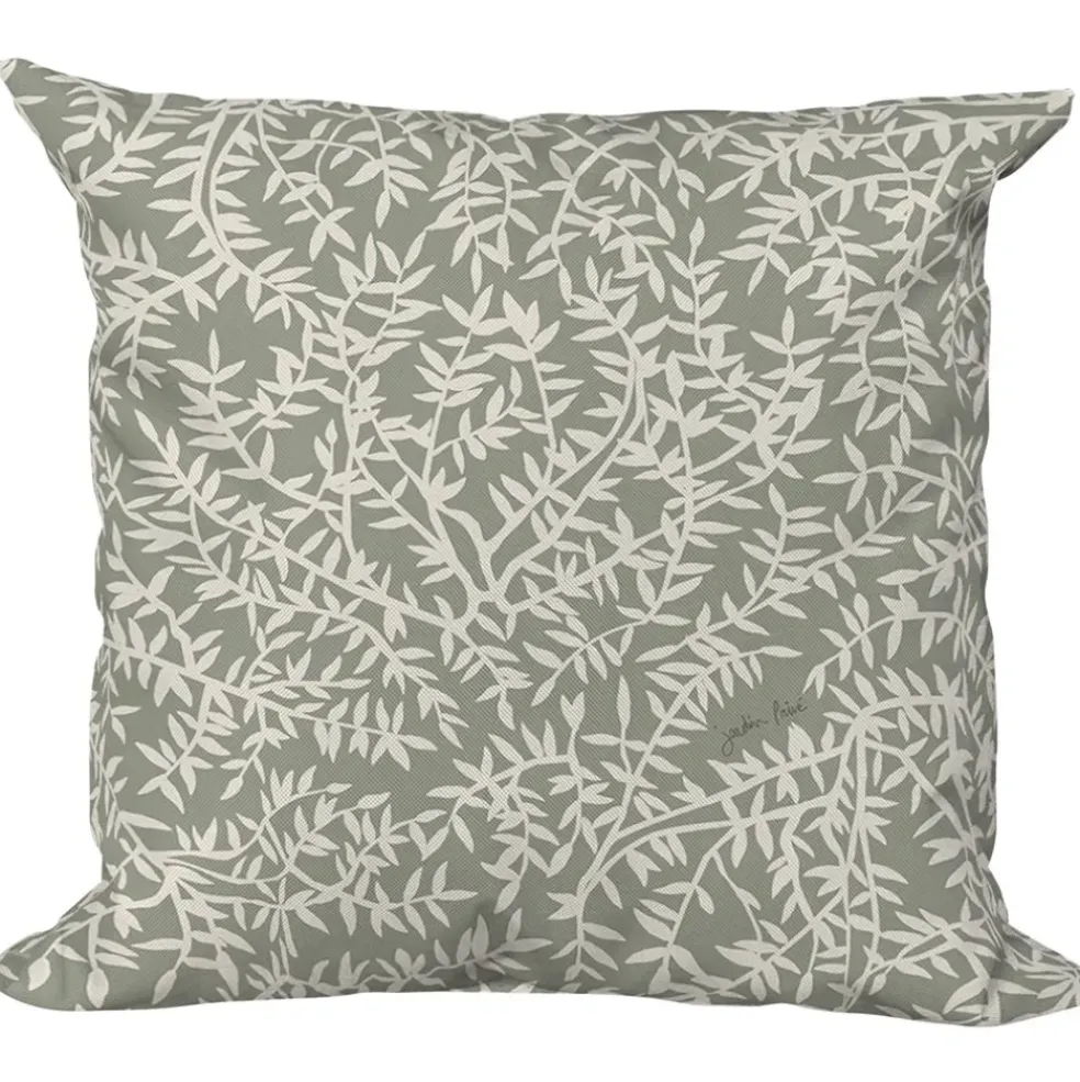 Coussin extérieur en coton vert 40x40cm - Cueillette