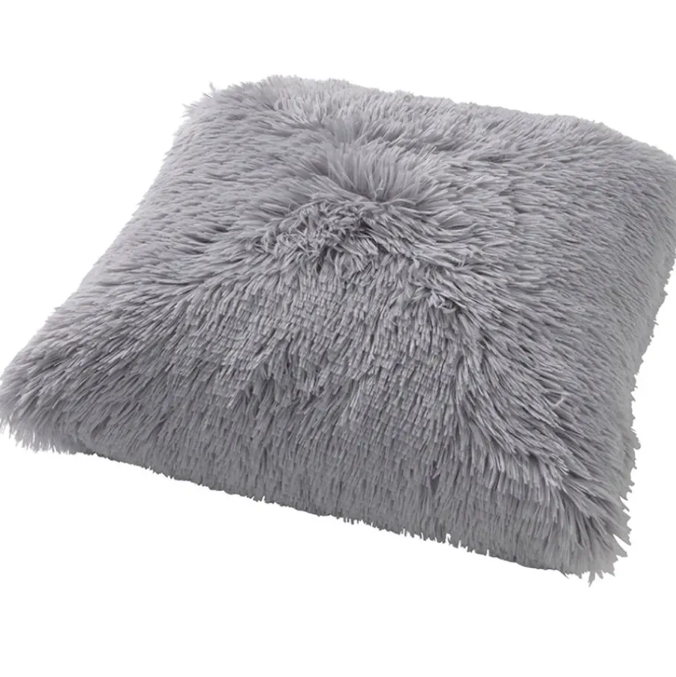 Coussin fluffy 60x60cm micro chip gris clair