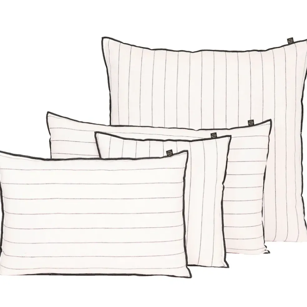 Coussin rayé en lin et coton blanc 40x60cm - Calvi II