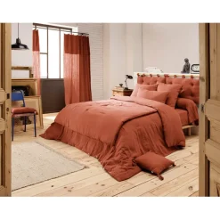Couvre lit en gaze de coton terracotta 90x200cm - Gaia