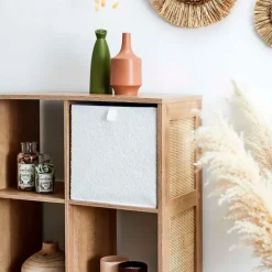 Cube de rangement pliable bouclette beige 30xh30cm
