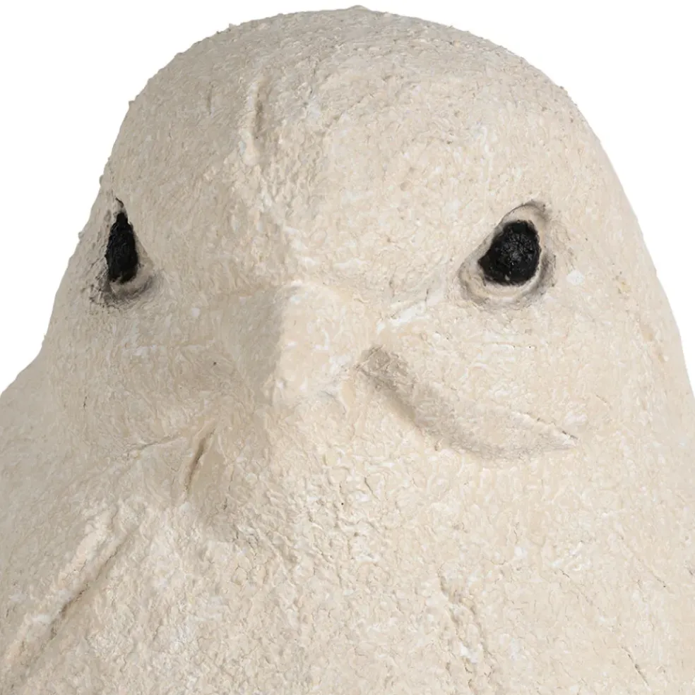 Déco moineau en fibre écru