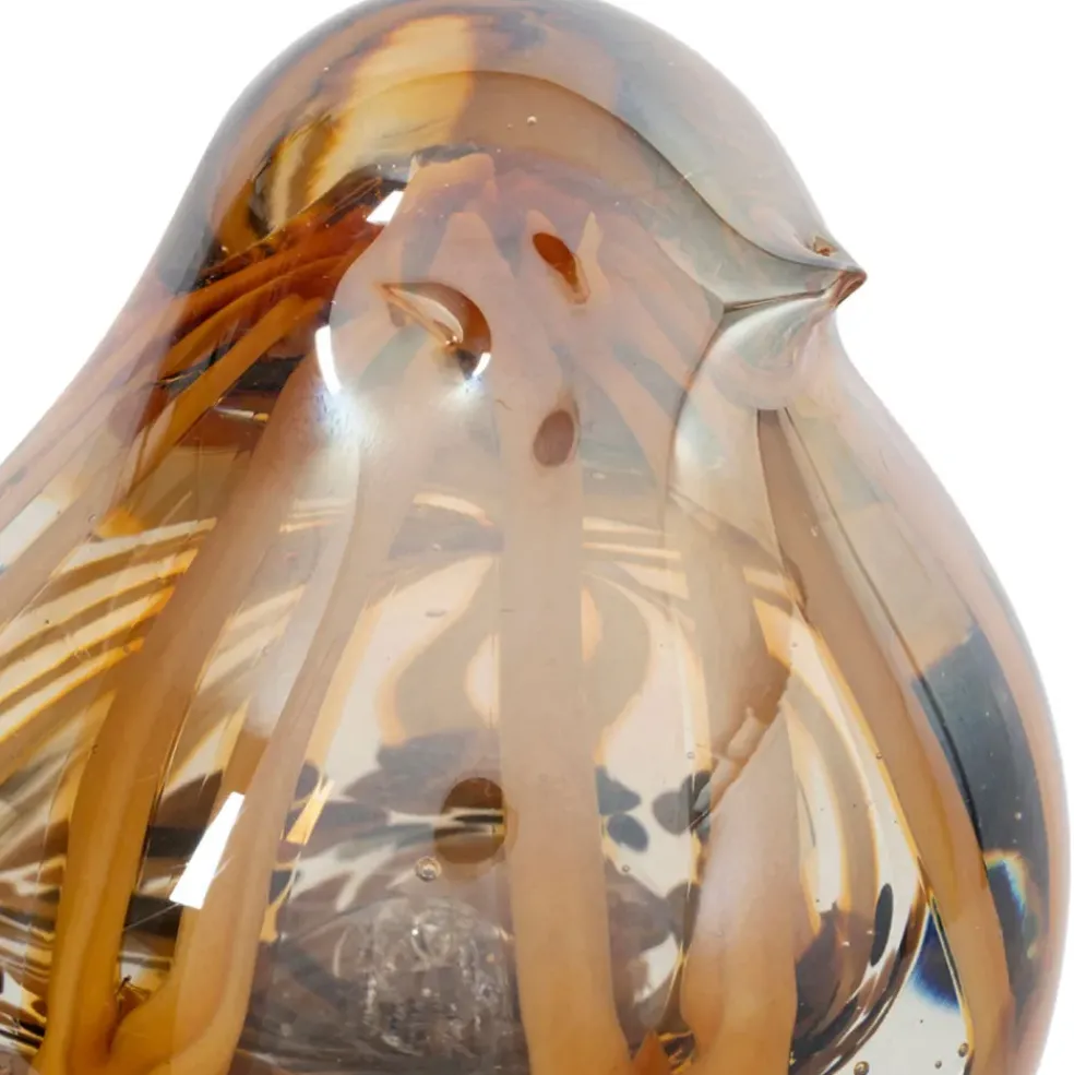 Déco moineau en verre et fer brun - Serin