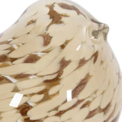 Déco moineau en verre et fer beige et doré - Serin