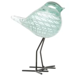 Déco moineau serin vert d'eau en verre