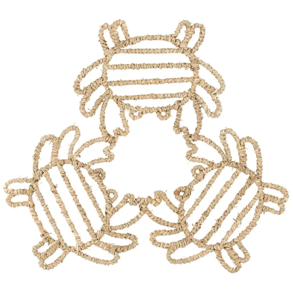 Déco trio de crabes en jonc de mer naturel - borneo