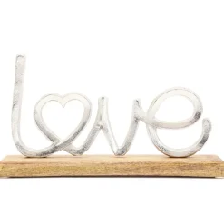 Décoration love sur support en bois naturel 32x5xh19cm