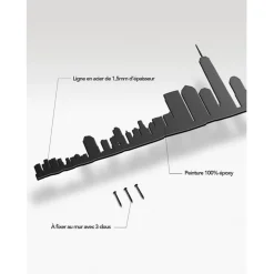 Décoration murale ligne en acier noir NYC L50cm