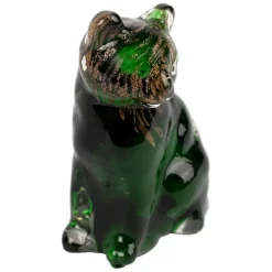 Deco chat en verre vert et doré - Félin