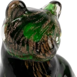 Deco chat en verre vert et doré - Félin