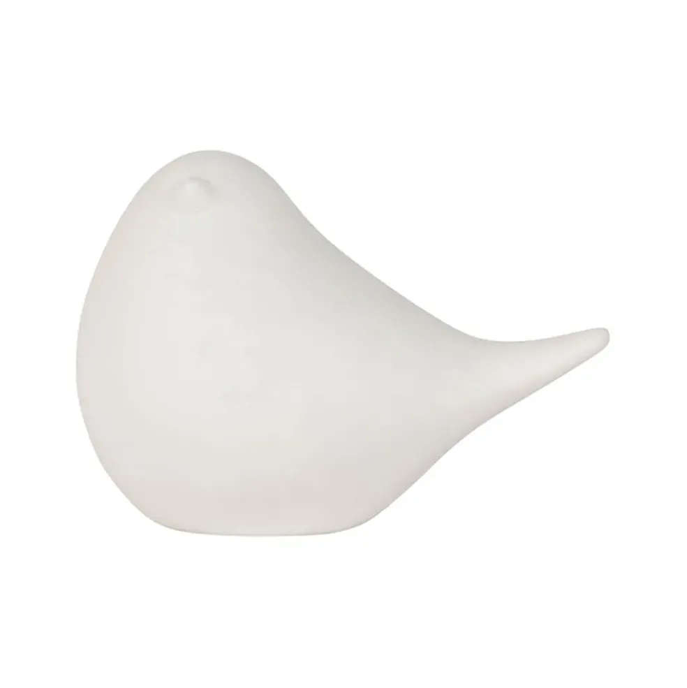Deco led oiseau en porcelaine blanc h7cm - Ilobo