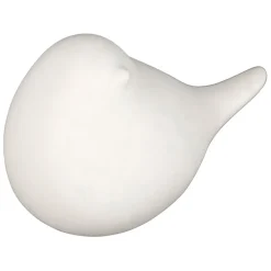 Deco led oiseau en porcelaine blanc h11cm - Ilobo