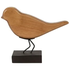Deco moineau en bois naturel et noir - Campagne