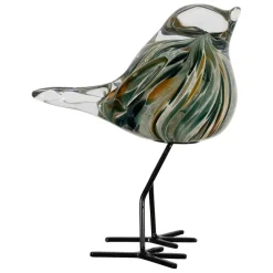 Deco moineau en verre émeraude et doré - Serin