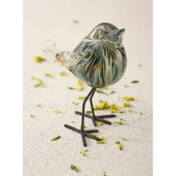 Deco moineau en verre émeraude et doré - Serin