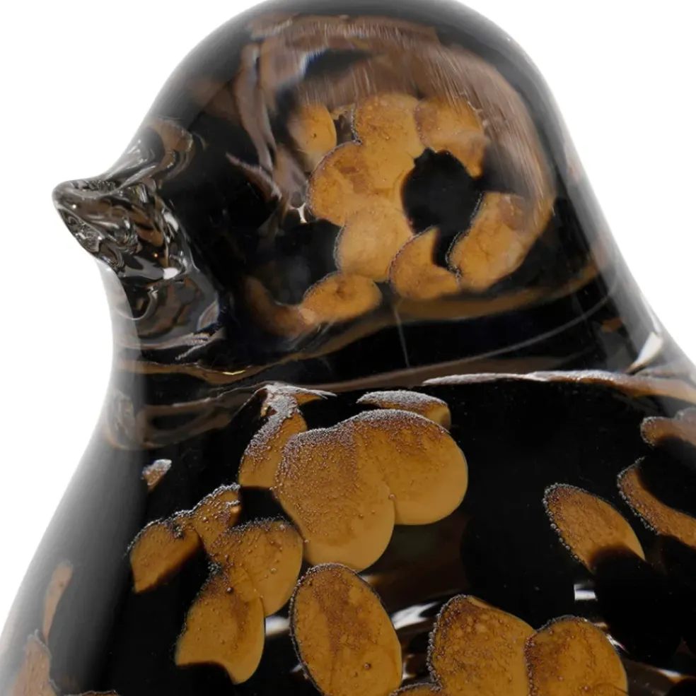 Deco moineau en verre noir et camel - Serin