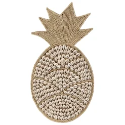 Deco murale ananas en coquillage naturel et blanc - Cauri