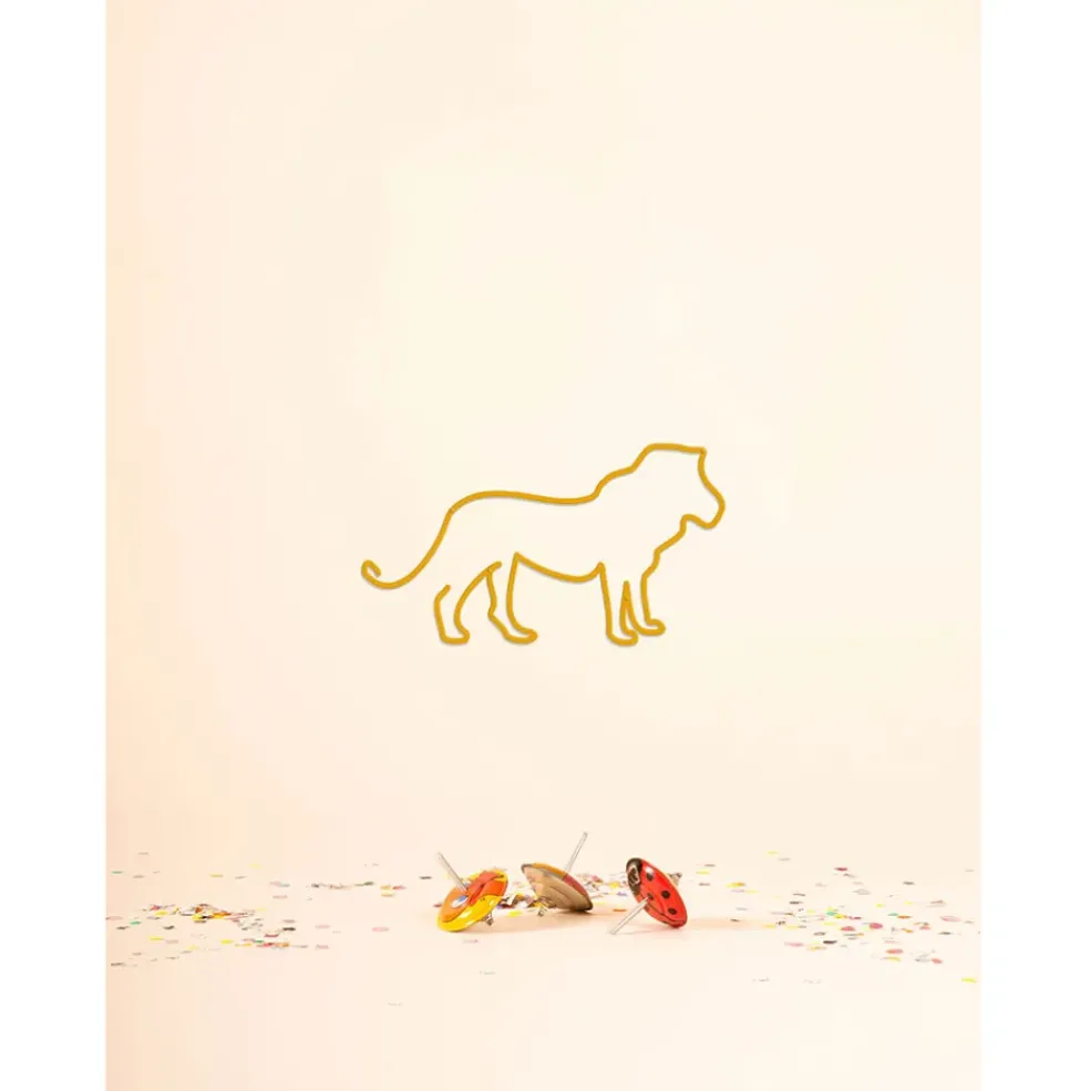 Deco murale en acier jaune 30x15cm - Lion