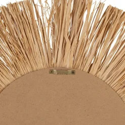 Deco murale rosace en raphia naturel et blanc - Cauri