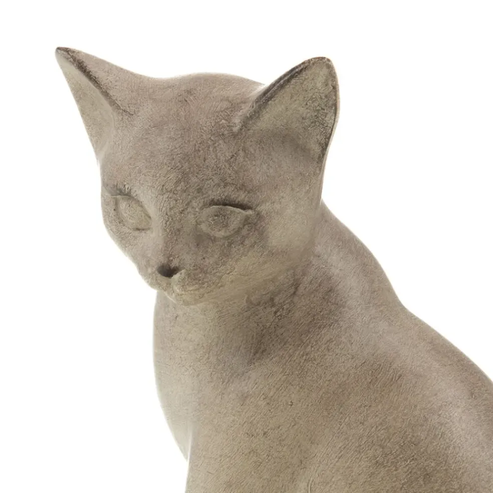 Decoration chat assis beige 9x10xh17cm