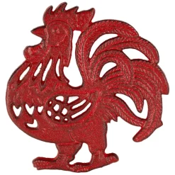 Dessous de plat coq en fonte rouge - Basse-Cour