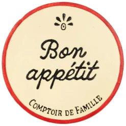 Dessous de plat en fonte "Bon appétit" ivoire et rouge d25cm