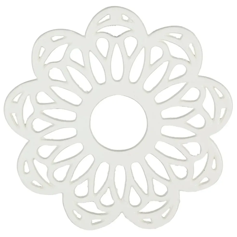 Dessous de plat fleur en fonte blanc cassé D20cm - Rhodonea