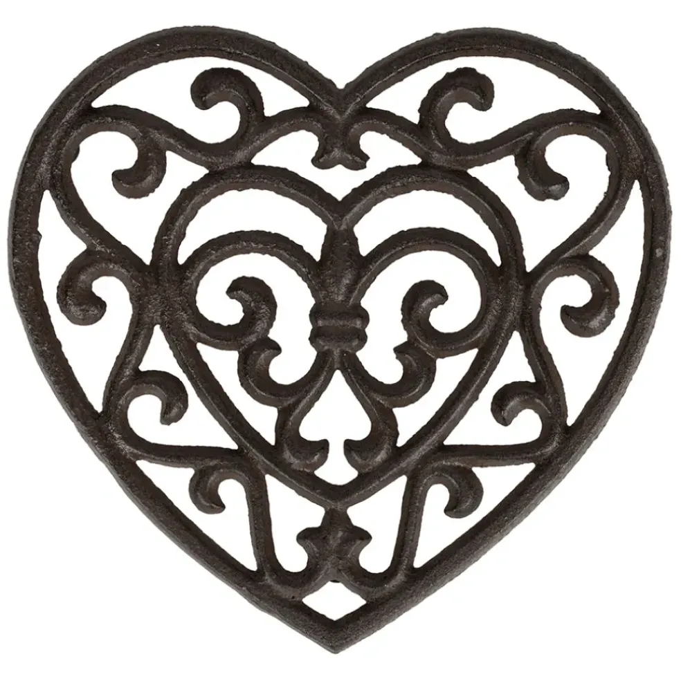 Dessous plat en fonte coeur brun - rhodonea