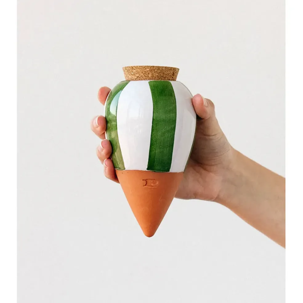 Diffuseur d'eau en argile raye vert et blanc 25cl - Olla