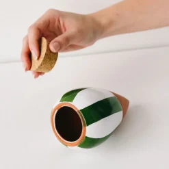 Diffuseur d'eau en argile raye vert et blanc 25cl - Olla
