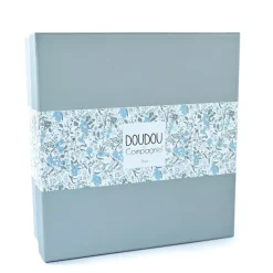Doudou plat ours avec pétale bleu - Boh'Aime