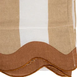 Drap de plage en coton rayé camel et blanc 170x85cm - Medi